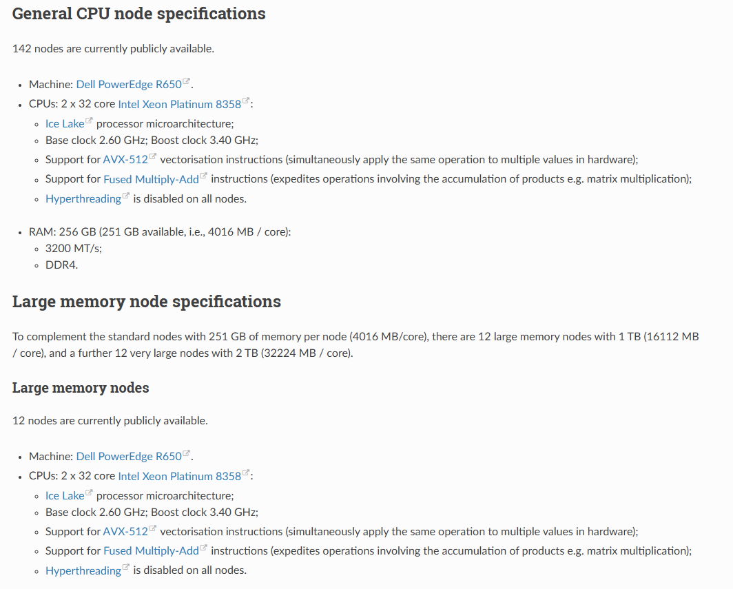 Specs of the University of Sheffield&rsquo;s Stanage HPC cluster